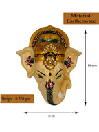 Wall Hanging Ganesha Lord Vinayagar head statue (Multi Colour, Medium)