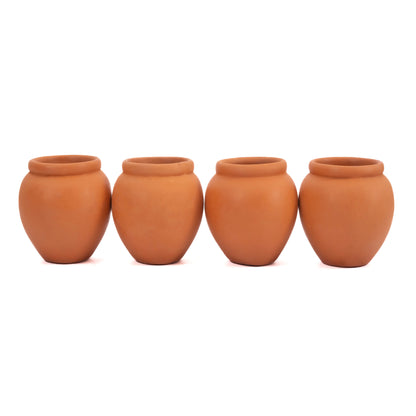 Terracotta Mini Curd Pot Set Of 4 - 150ml