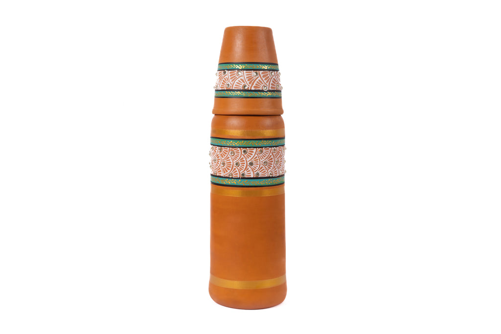 Terracotta Water Bottle With Tumbler 1000ml