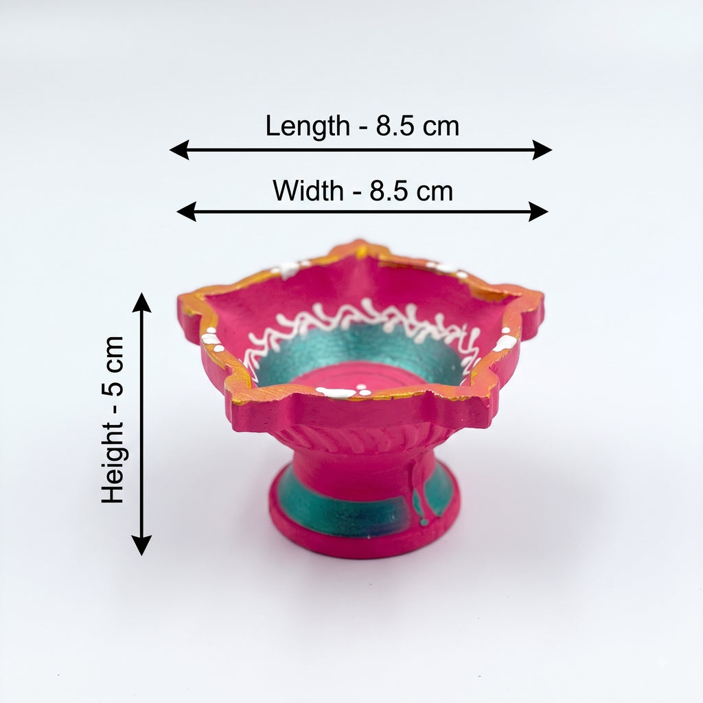 Handmade Terracotta 5-Face Diya (Set of 2)