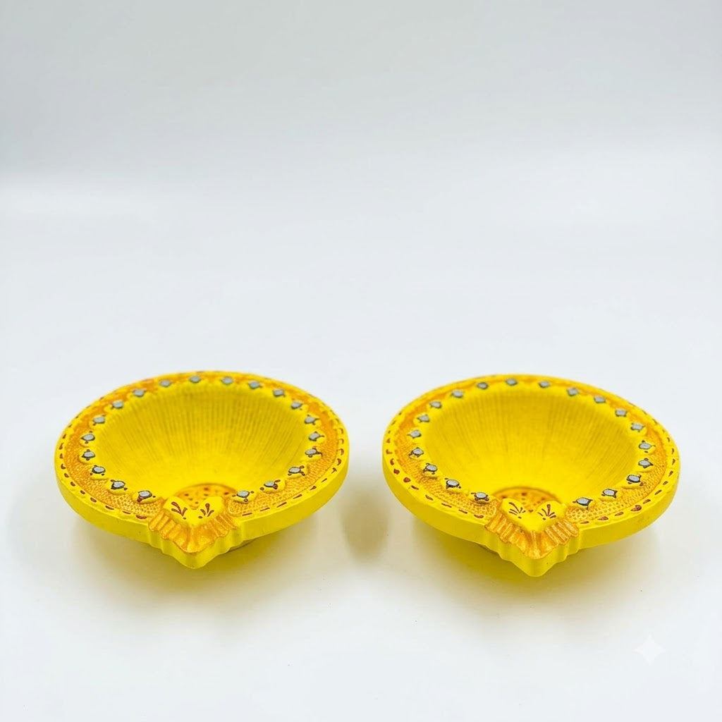 Handmade Terracotta Thilak Agal/Diya (Set of 2 - Big)