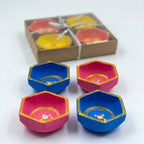 Handmade Terracotta Hexagon Tea Light Candle Holder - Set of 4 (Big)