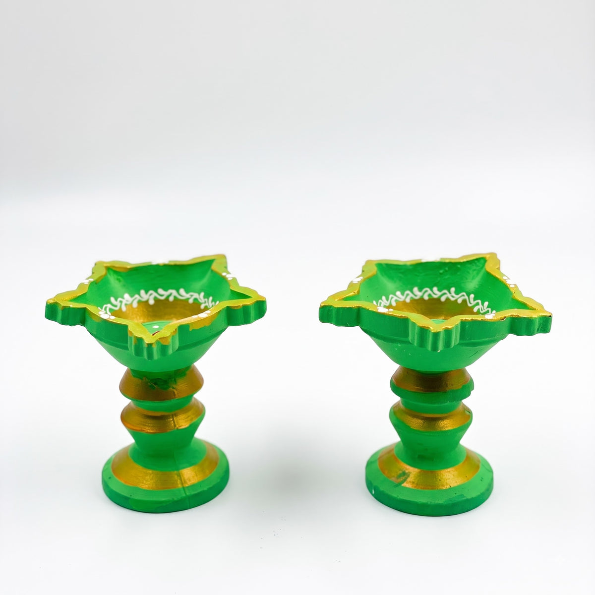 Handmade Terracotta 5-Face Kuthu Vilakku (Set of 2)