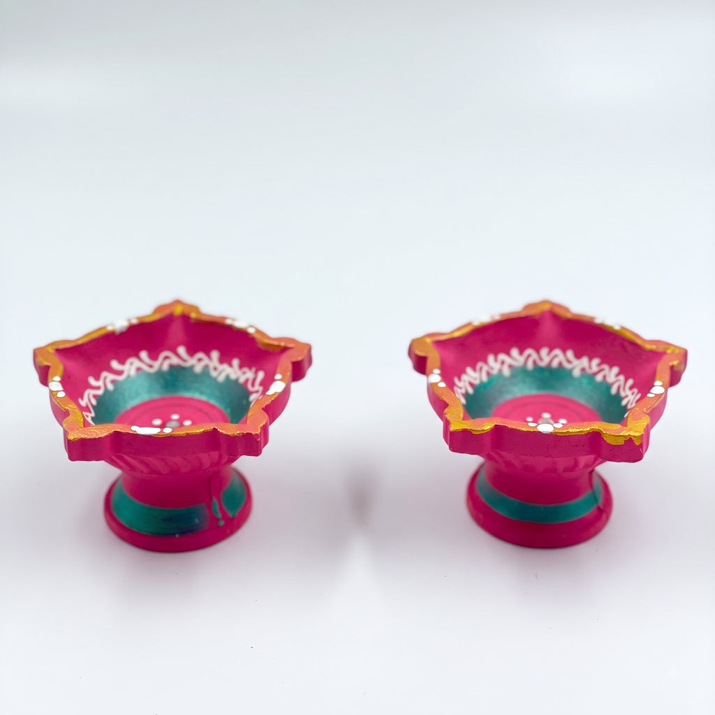 Handmade Terracotta 5-Face Diya (Set of 2)