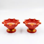 Handmade Terracotta Navarasa 9-Face Agal/Diya (Set of 2)