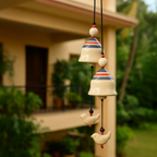 Artisan Ceramic Bell thoranum with Birds – Garden & Balcony Hanging Ornament