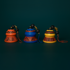 Handcrafted Terracotta Hanging Bells – Set of 3 (Yellow, Blue & Orange)