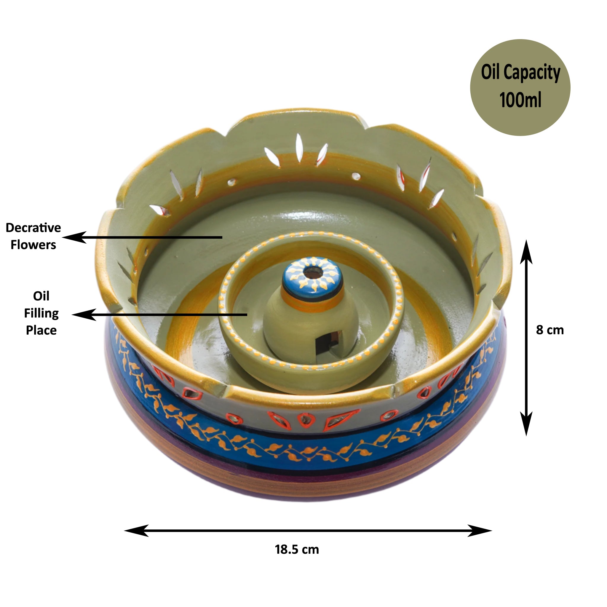 Flower Decorative Urli Bowl Shape Diya for Home Handcrafted Bowl for Floating Flowers and Oil Lamp Home Vallalar Agal