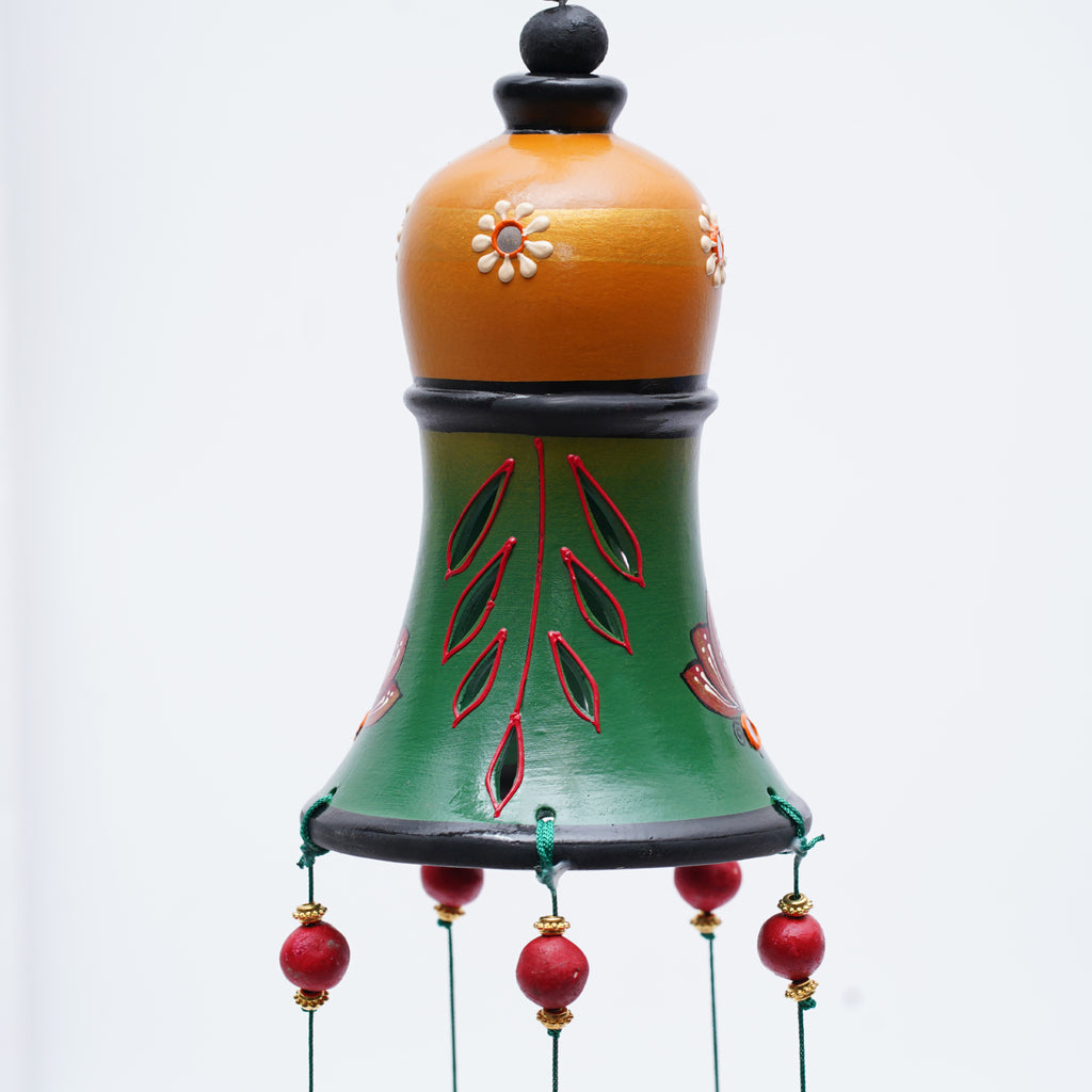 Artisanal Terracotta Wind Chime with Beads & Bells