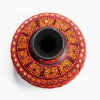 Handcrafted Round Terracotta Vase – Tribal Red & Black Design