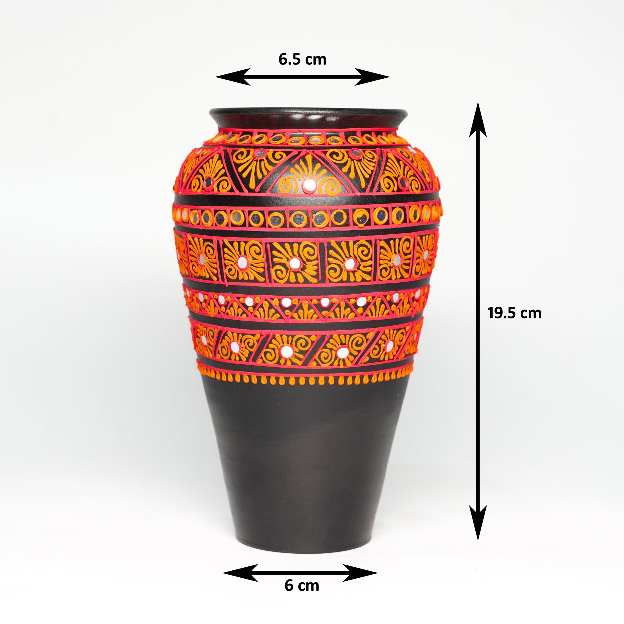 Traditional Kumhari Terracotta Vase – Hand-Painted Folk Motif