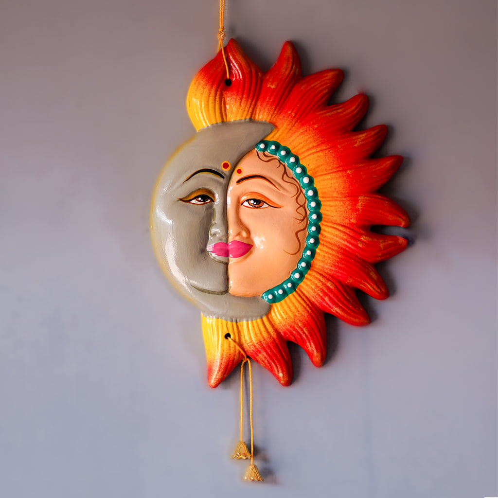 Decorative Wall Hanging Decor Sun Moon Face Multi Colour