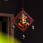 Ethnic Terracotta Ganesha Wall Hanging – Black & Orange Accents