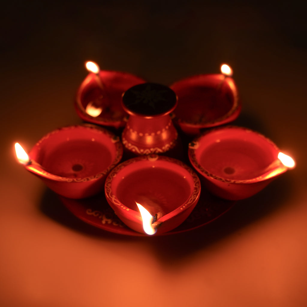 Panchmukhi diya- Five Face Diys Agal Oil Lamp