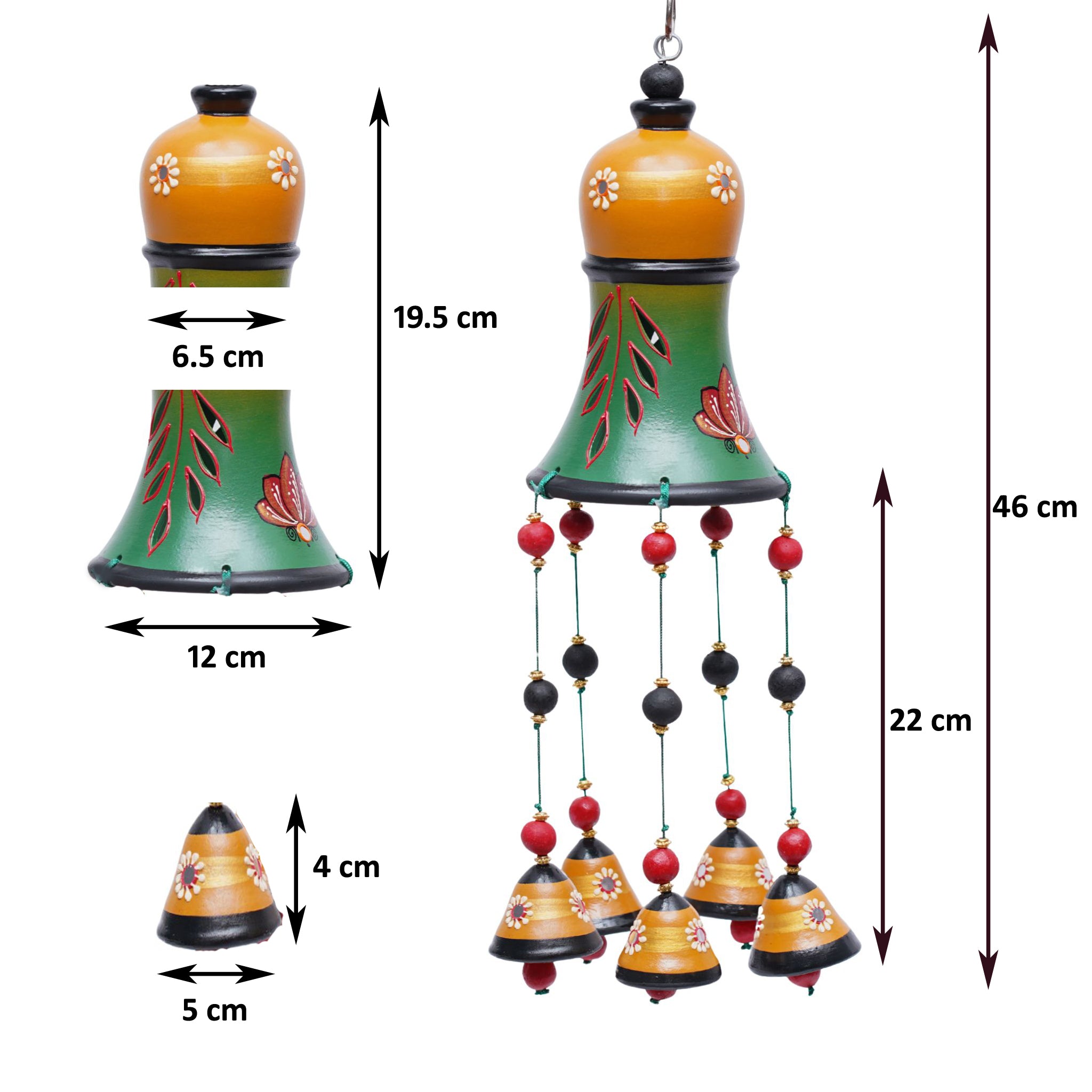 Artisanal Terracotta Wind Chime with Beads & Bells
