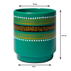 Handcrafted Planter with Rich Green Finish & Artistic Border