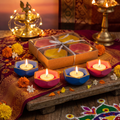 Handmade Terracotta Hexagon Tea Light Candle Holder - Set of 4 (Big)
