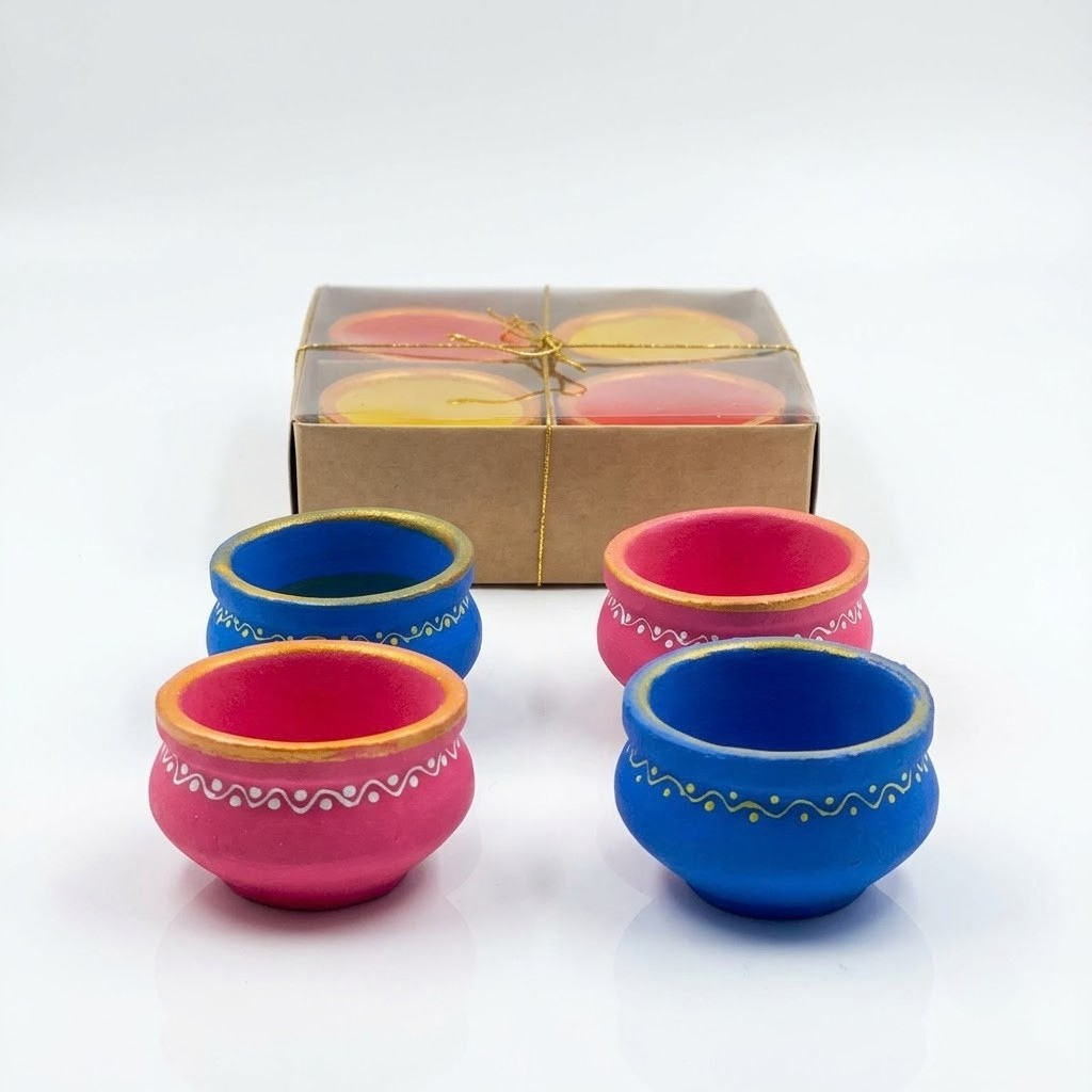 Handmade Terracotta Tea Light Candle Holders (Set of 4)
