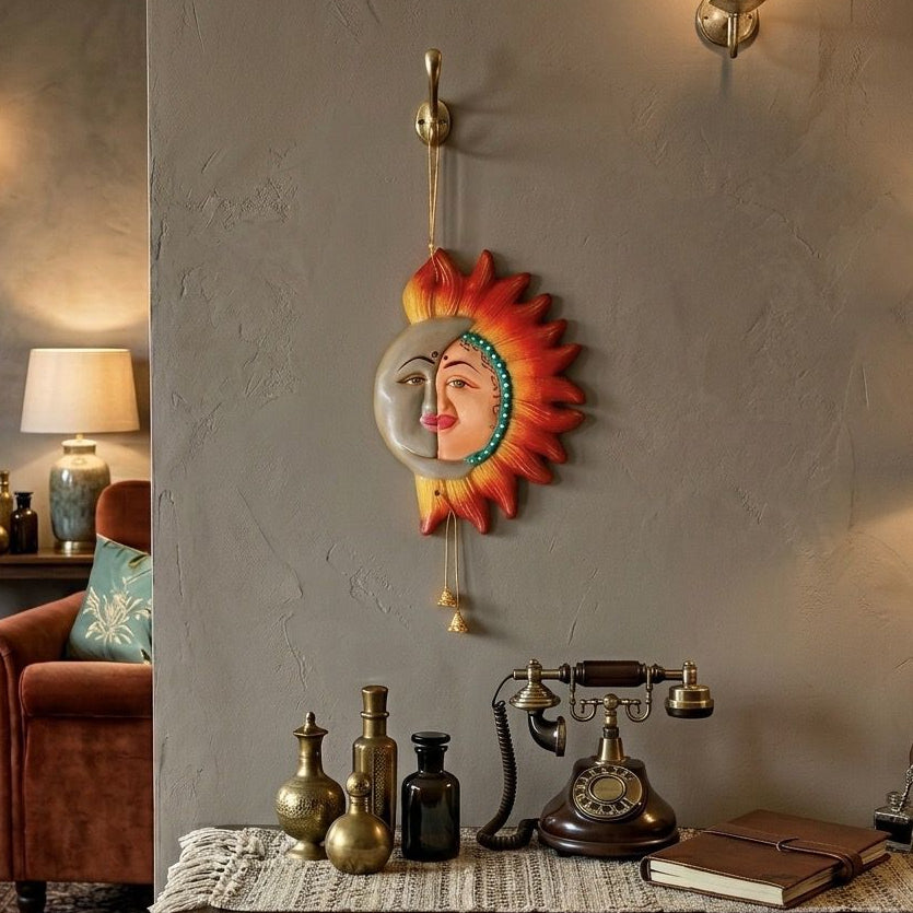 Decorative Wall Hanging Decor Sun Moon Face Multi Colour