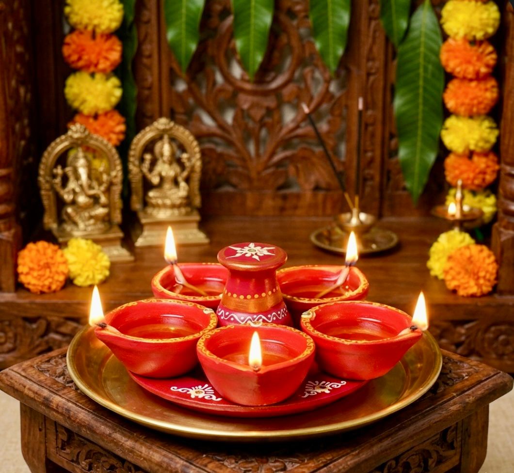 Panchmukhi diya- Five Face Diys Agal Oil Lamp