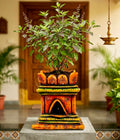 Handcrafted Terracotta Tulasi Planter – Traditional Temple Design