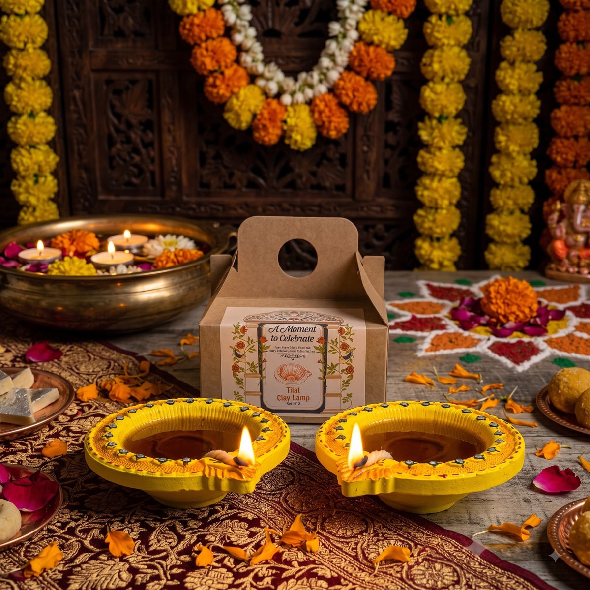 Handmade Terracotta Thilak Agal/Diya (Set of 2 - Big)
